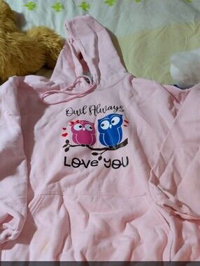 Pink Hoodie with Cute Owl Print - "Owl Always Love You"